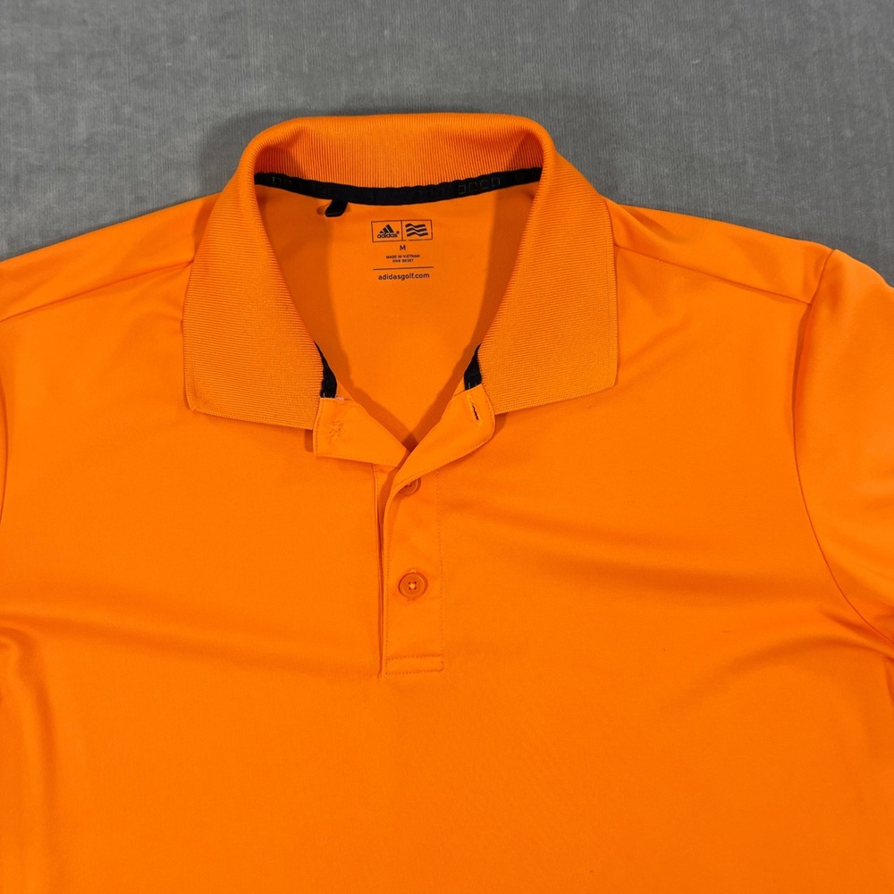 Adidas‎ Climalite Mens Medium Orange Golf Polo Shirt Athletic Activewear - Picture 2 of 9